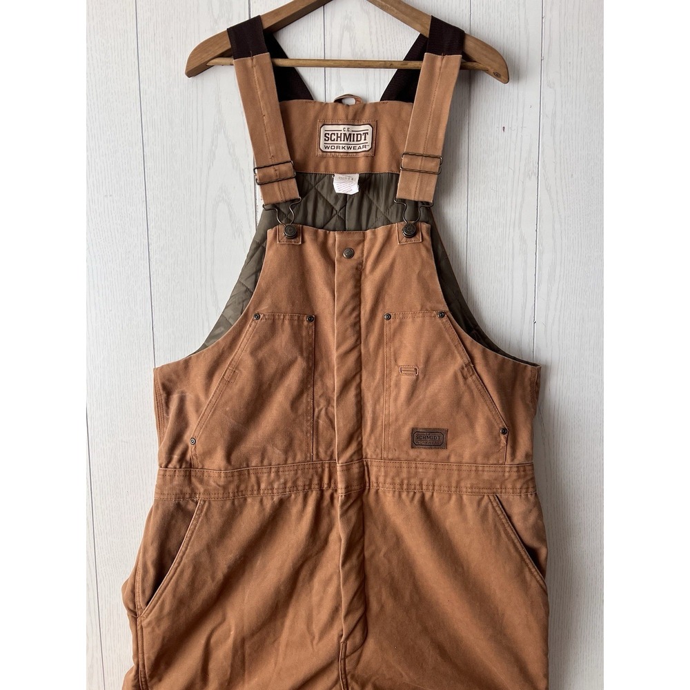 C.E. Schmidt Workwear Insulated‎ Duck Bib Overalls XL 48-50 Brown Quilted Lined